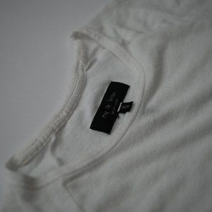 Rag and Bone Raglan Longsleeve Shirt in White w/ black threading details